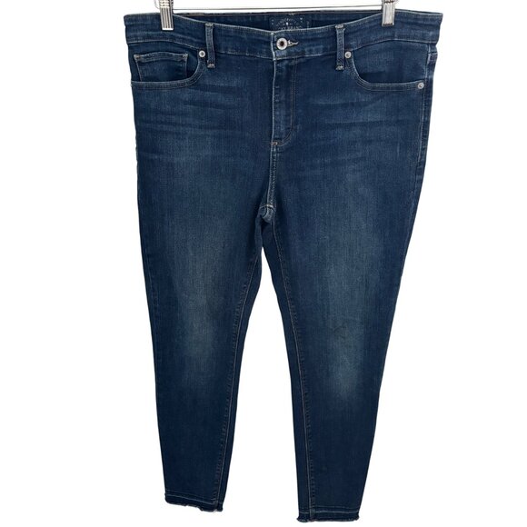 Lucky Brand Women's AVA Skinny Jeans Sz 14 / 32 x 28 Five Pocket Zip Up Raw Hem - Picture 1 of 10